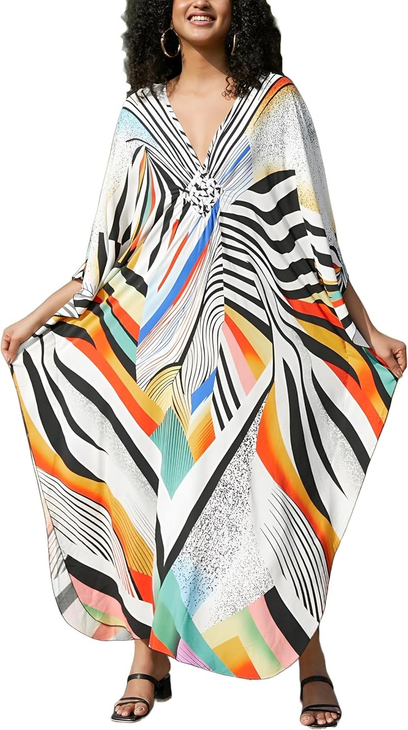 KEYLORTING Women's Plus Size Kaftan Dress – Plus Size Maxi Dress Moo Moos Beach Cover Up,Bathing Suit Cover-Up Loungewear - Image 1